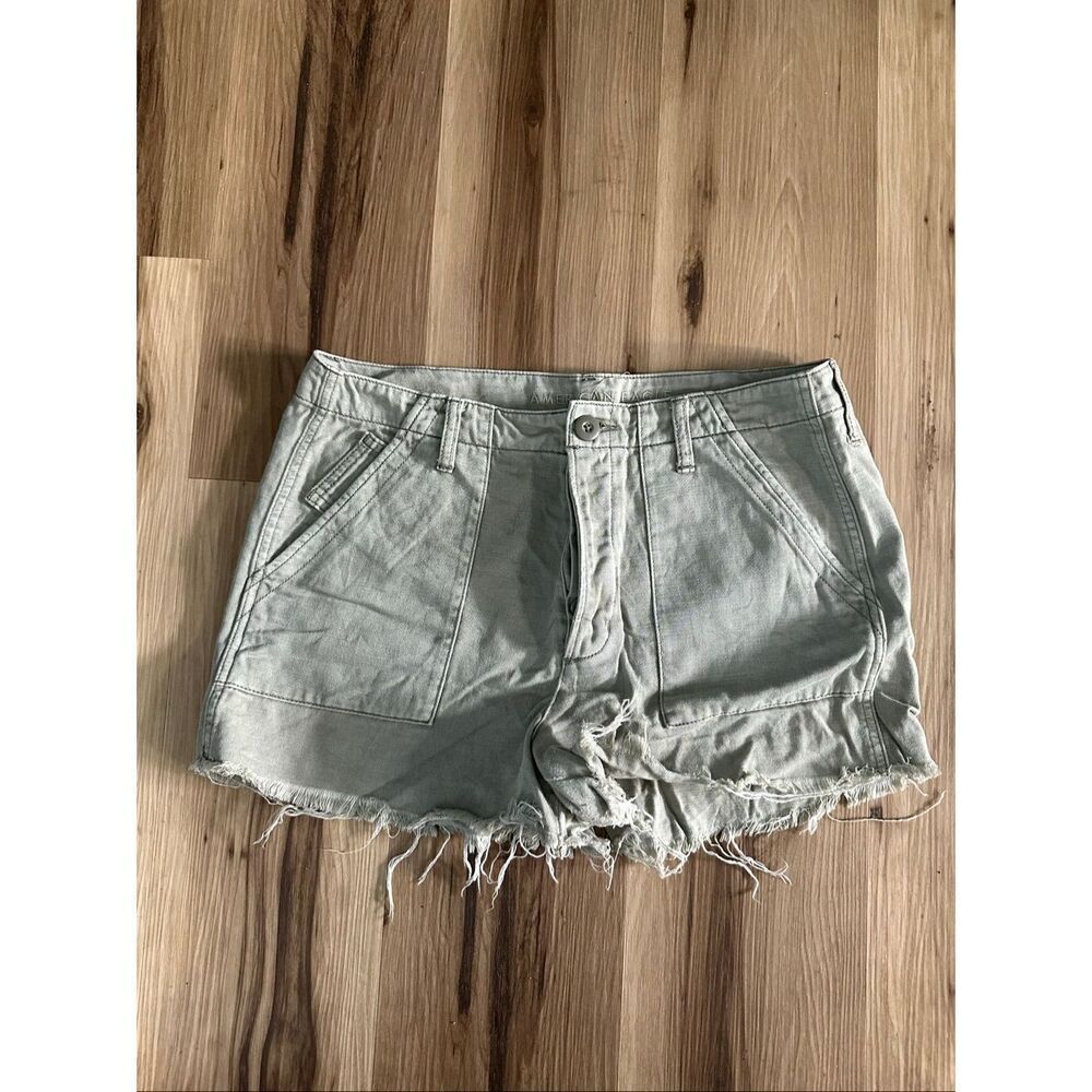American Eagle green cutoff shortie 12 minimalist shorts